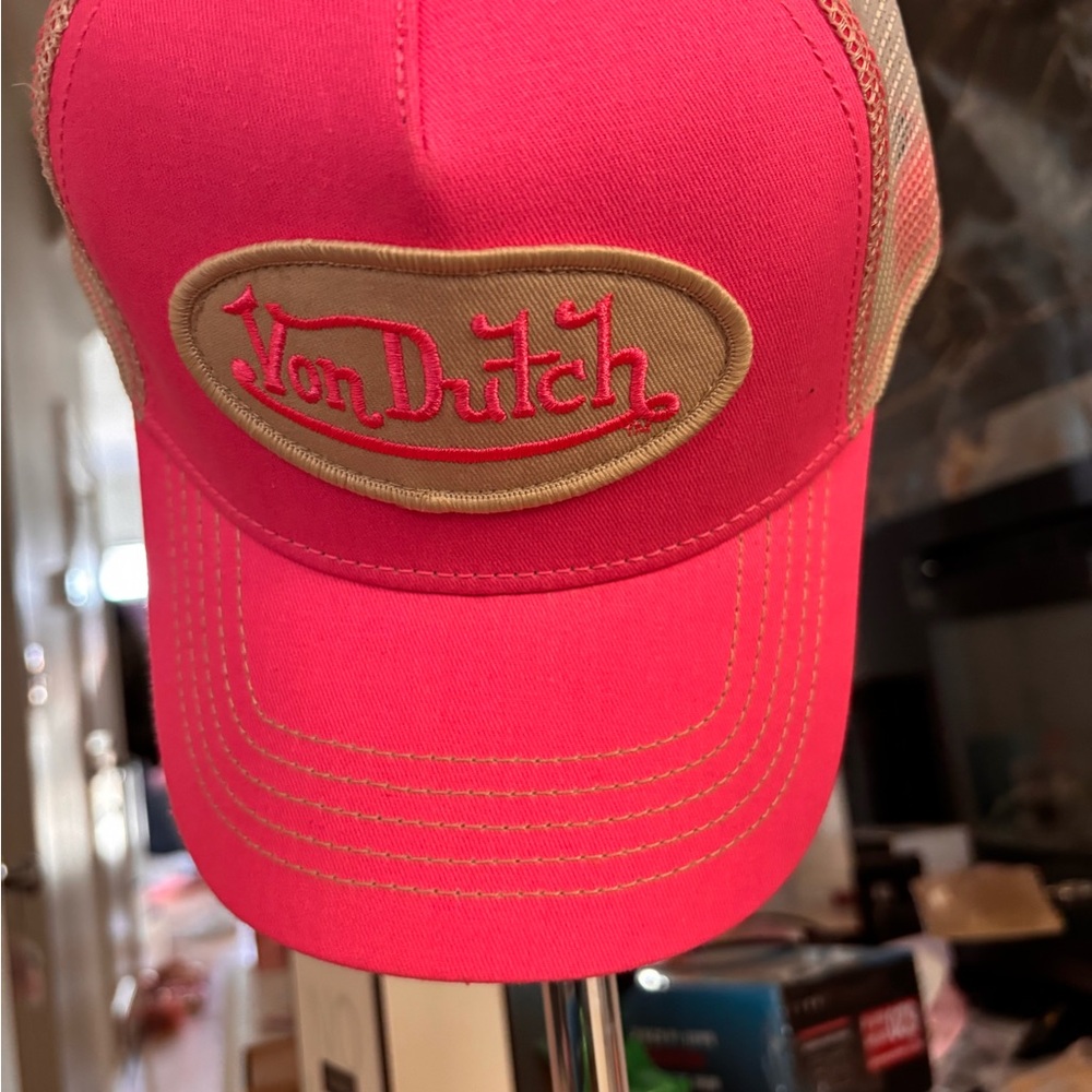 Von Dutch Hot Pink and Beige Cap